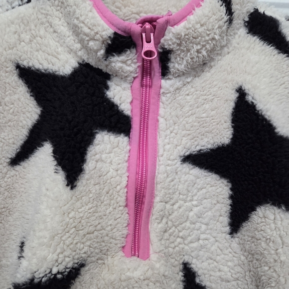 The Children's Place Girl Star Print Sherpa Half Zip Pullover Tan Sweater Sz XXL - Picture 4 of 9